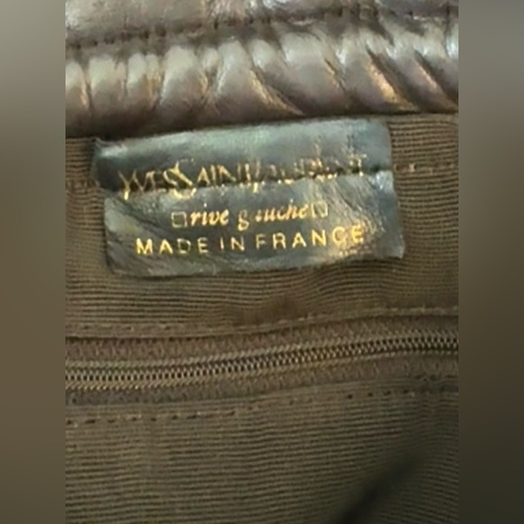 Yves Saint Laurent Vintage Brown Leather Studded Fringe Black Tie Handbag - Picture 12 of 15